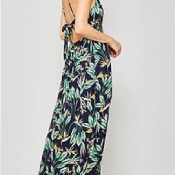 PROMESA Tropical Print Navy Background Boho Halter Style - Picture 2 of 9
